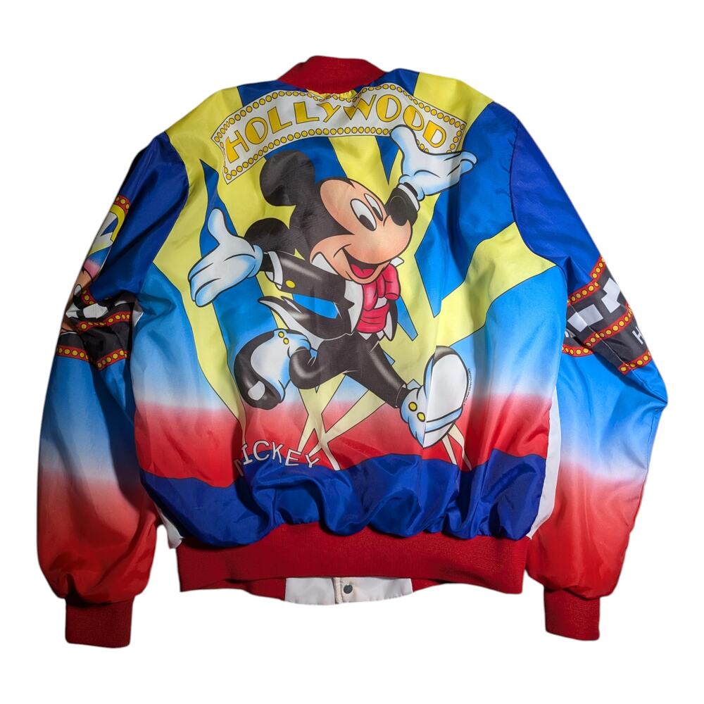 Vtg 1990s Chalk Line Mickey Mouse Hollywood Mickey Snap Front Varsity Jacket L